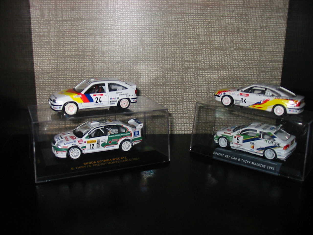 Opel Kadett GSi n°24 Base Gama Décals RMS Corse 91<br />Skoda Octavia wrc n°12 IXO Monte Carlo 2001<br />Opel Calibra n°14 Kit Jemmpy ,Décals RMS Corse 92<br />Ford Escort Kit-Car n°5 Kit Racing43