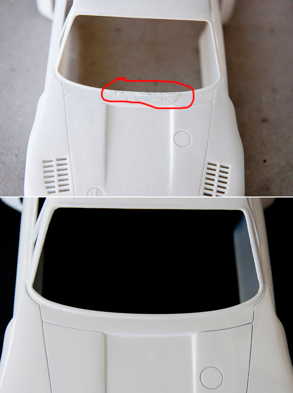 eliminação do limpa vidros original. Antes e depois